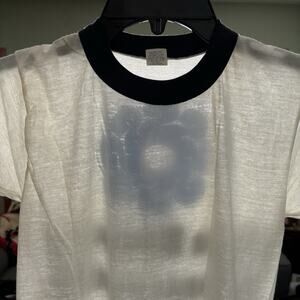 Vintage Paper Thin T Shirt Mens Small White Springfoot Ringer Construction 70s